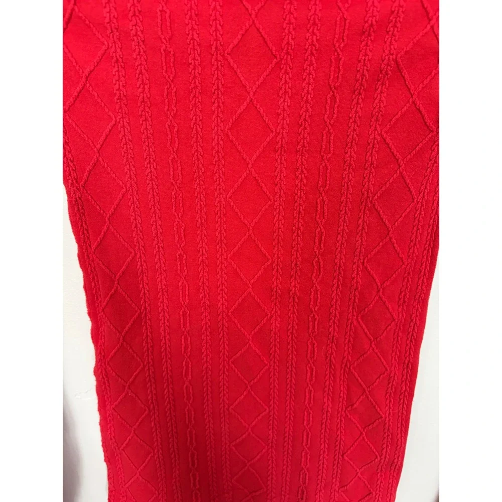Intimately Free People Red Pointelle Cable Knit Long Sleeve Top XS/S Slim Fit